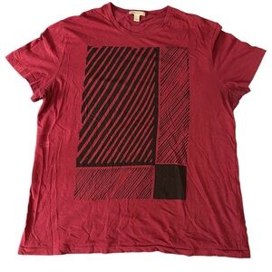 Vintage Burberry Brit London Burgundy Striped Designed Box Logo Size Mens XLarge